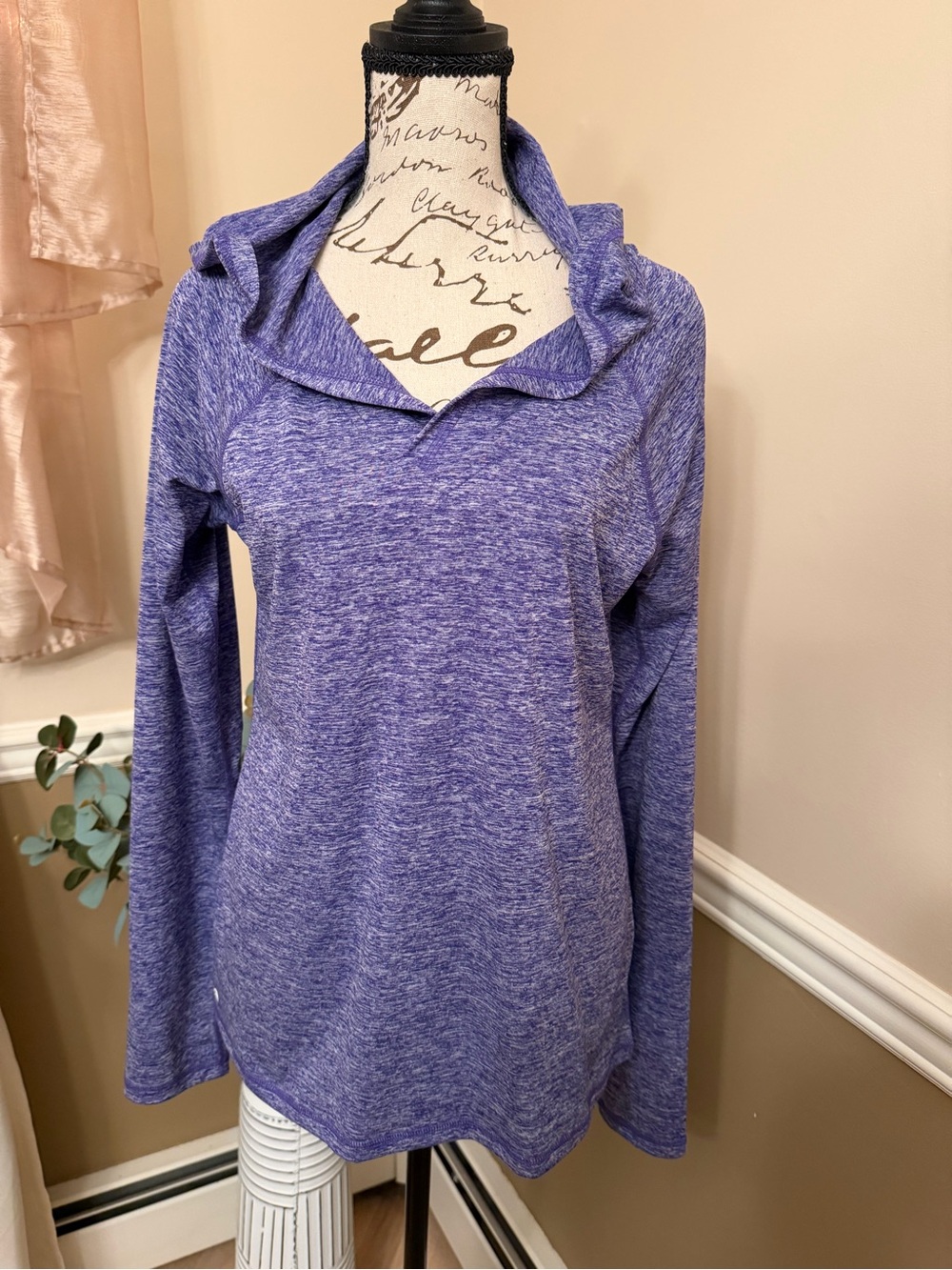 Ideology Heathered Purple Hooded Long-Sleeve Pullover